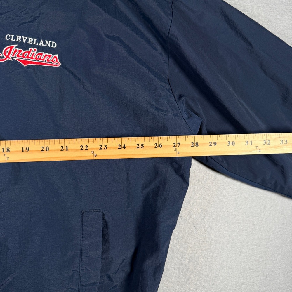 Vintage Cleveland Indians V-Neck Windbreaker XL Navy Blue MLB Russell Athletic - Picture 6 of 13